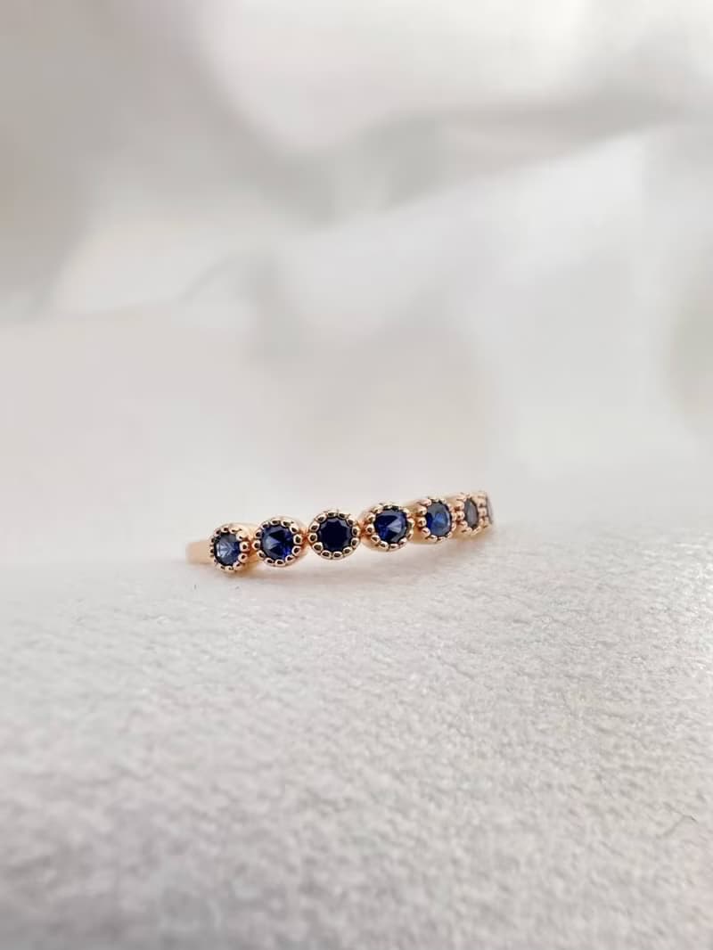 18K玫瑰金藍寶戒