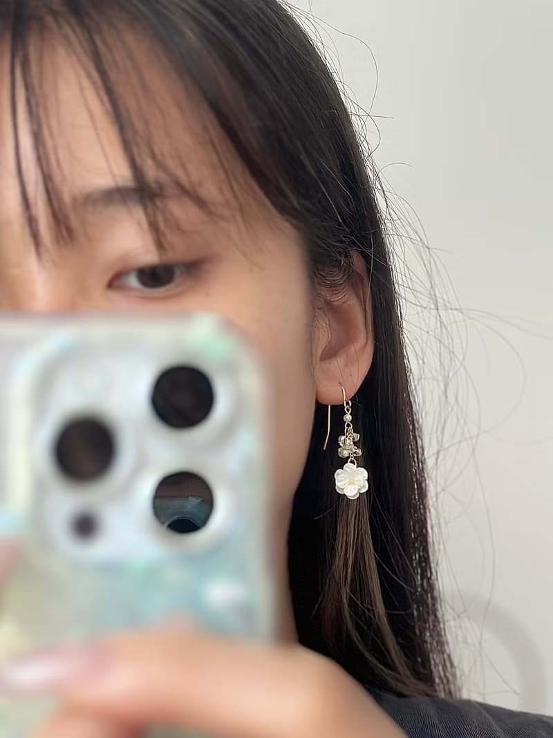 單朵花細工花耳飾 五色