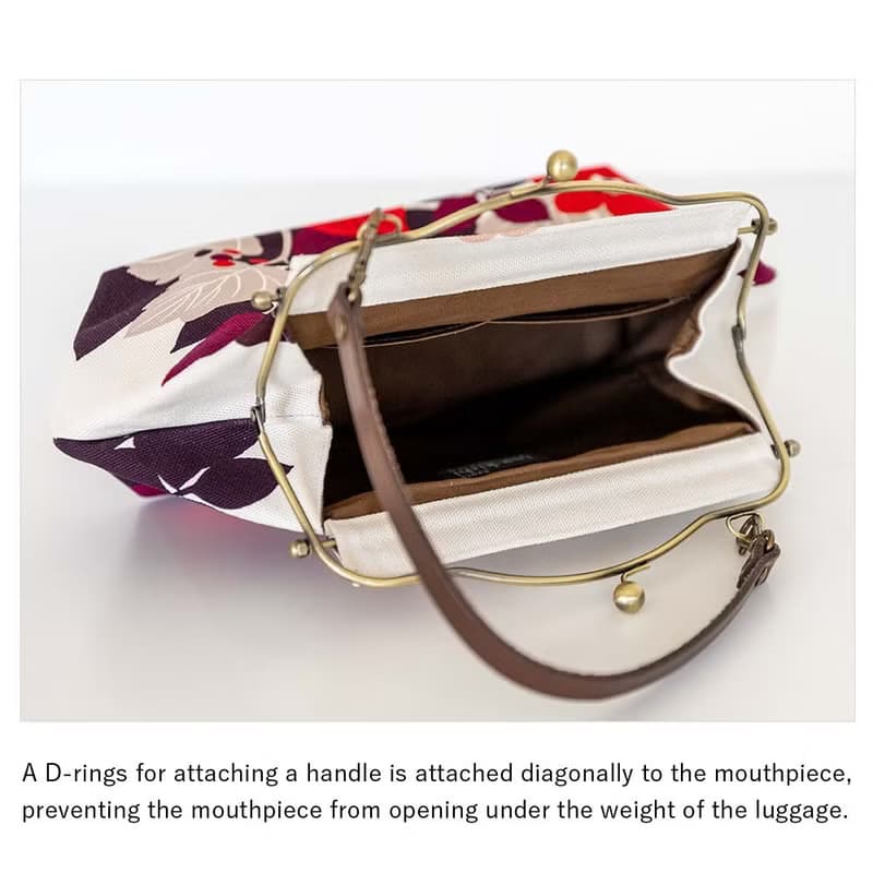 横長ベンリーがま口バッグ あねもね Anemone ハンドバッグ Frame Bag 牛革ハンドル付 日本製