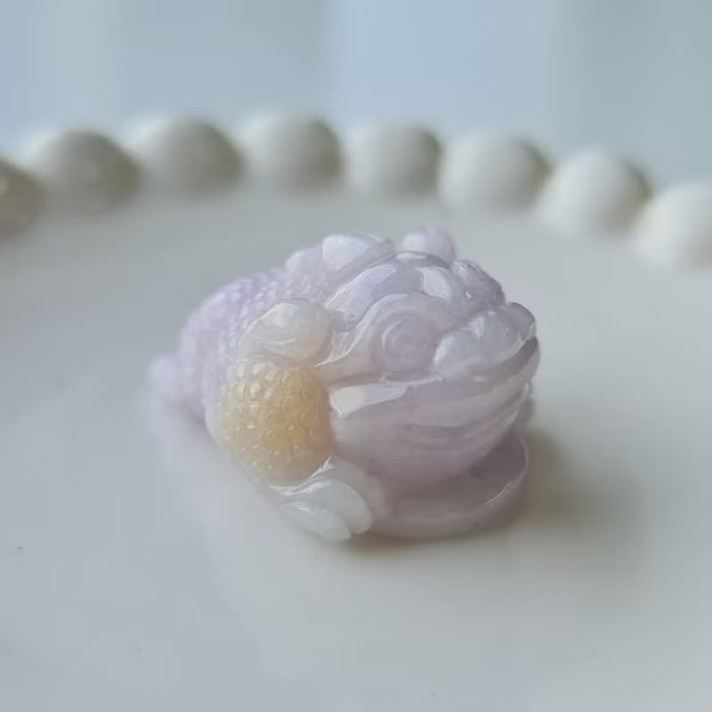 滿底濃紫帶蜜糖黃三角金蟾 | 天然緬甸玉A貨翡翠