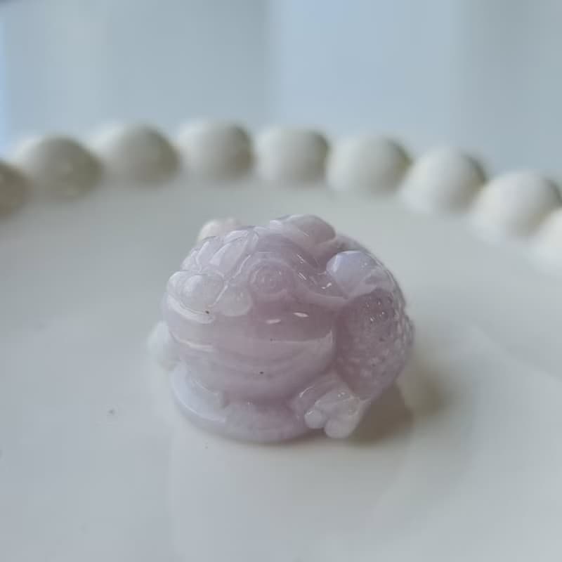 滿底濃紫帶蜜糖黃三角金蟾 | 天然緬甸玉A貨翡翠