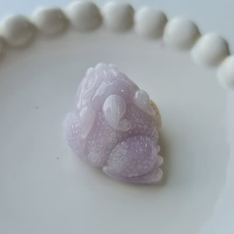 滿底濃紫帶蜜糖黃三角金蟾 | 天然緬甸玉A貨翡翠