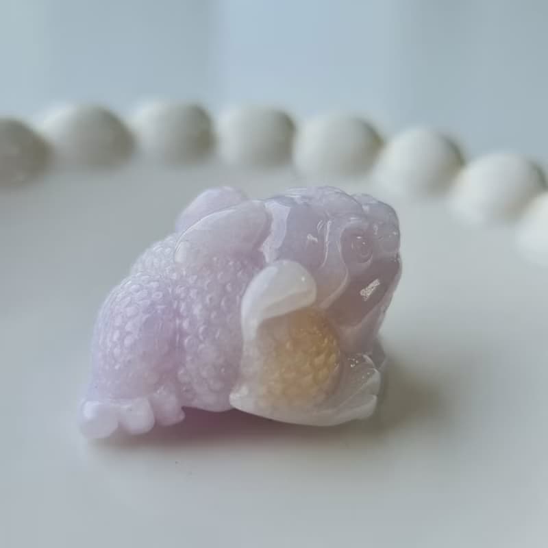 滿底濃紫帶蜜糖黃三角金蟾 | 天然緬甸玉A貨翡翠