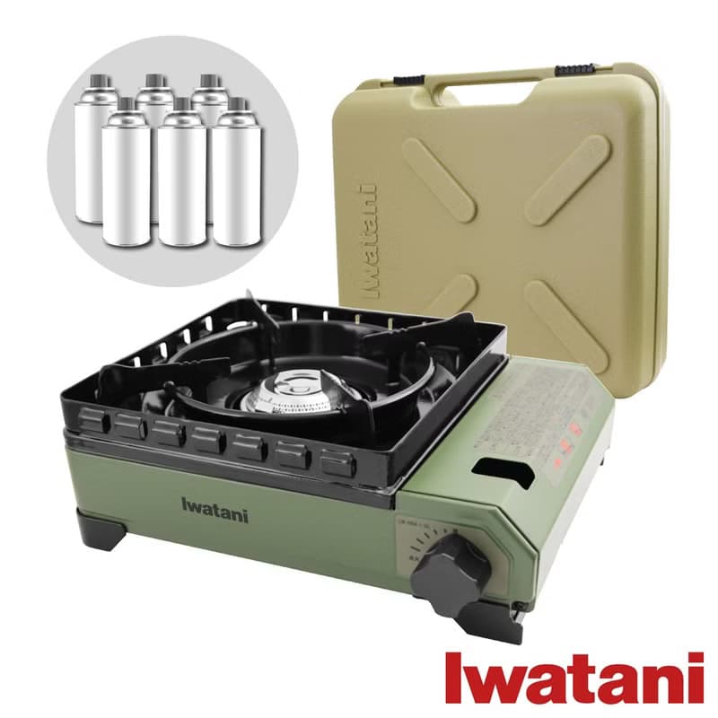 【Iwatani岩谷】究極綠武士磁式瓦斯爐3.3kW-附收納盒&瓦斯罐6入