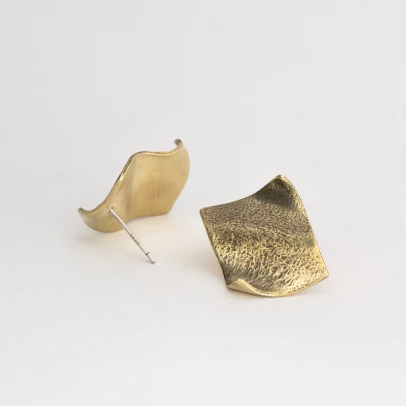 【soid Studio適品】黃銅耳飾-皺皺的紙