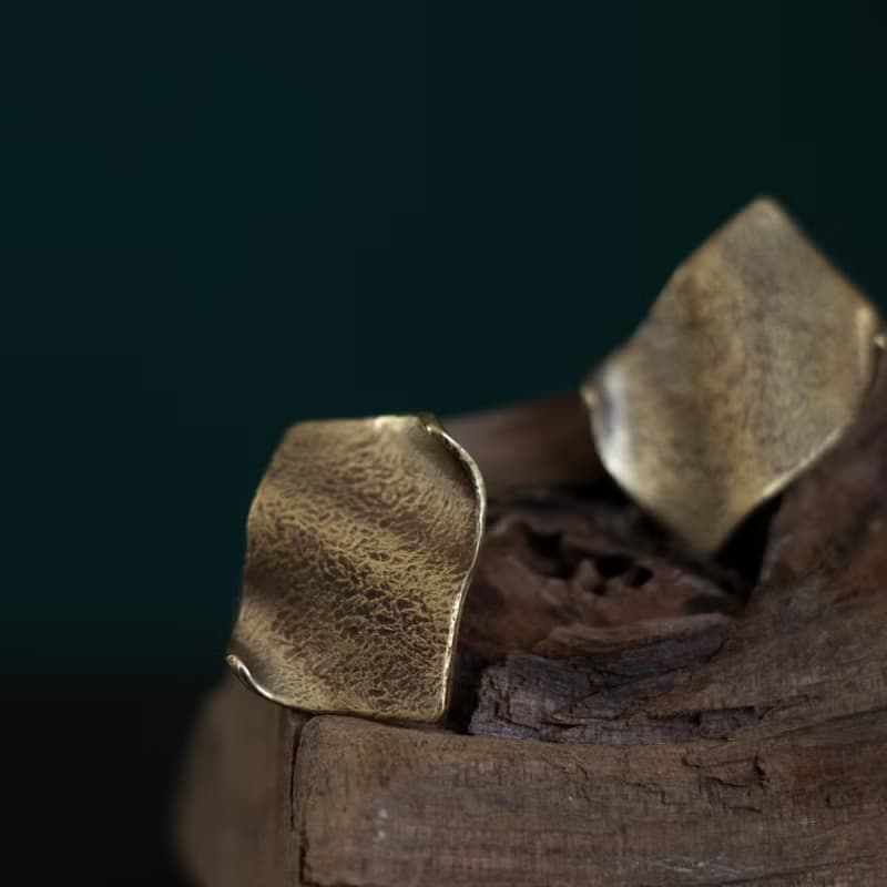 【soid Studio適品】黃銅耳飾-皺皺的紙