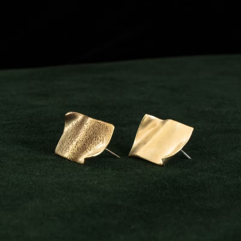 【soid Studio適品】黃銅耳飾-皺皺的紙