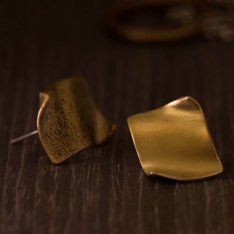 【soid Studio適品】黃銅耳飾-皺皺的紙