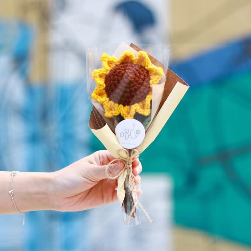 太陽花/向日葵鉤織永生花束 - 單枝