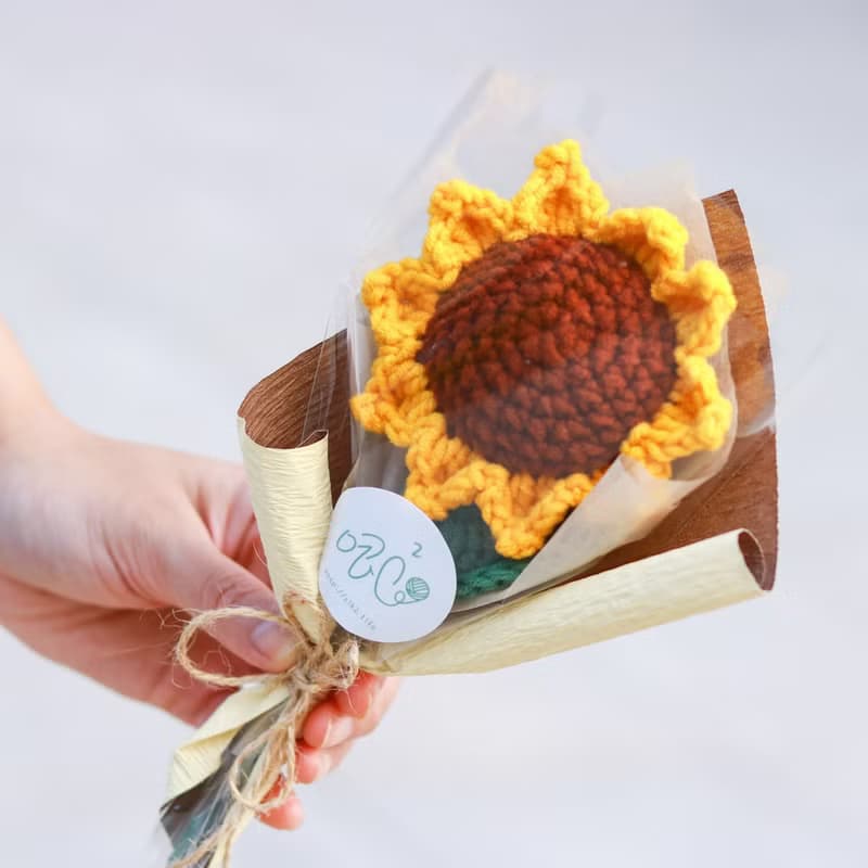 太陽花/向日葵鉤織永生花束 - 單枝