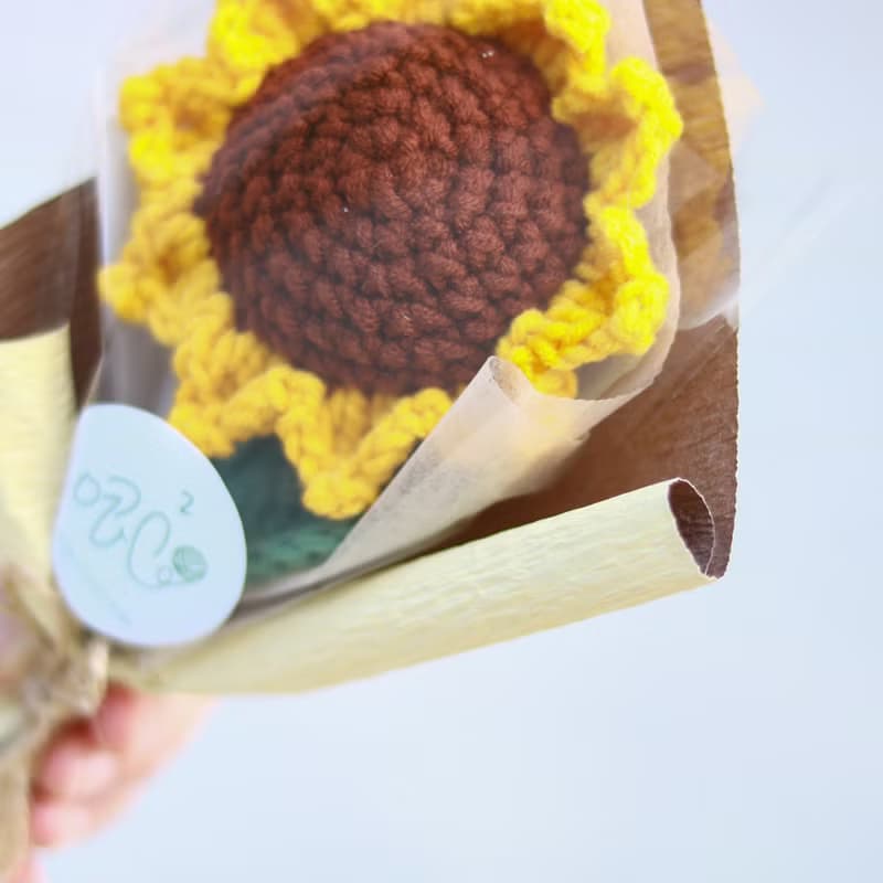 太陽花/向日葵鉤織永生花束 - 單枝