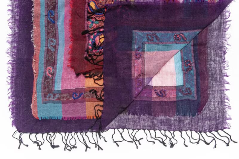 喀什米爾Cashmere/水煮羊毛披肩/針織圍巾/刺繡圍巾/羊絨披巾-花