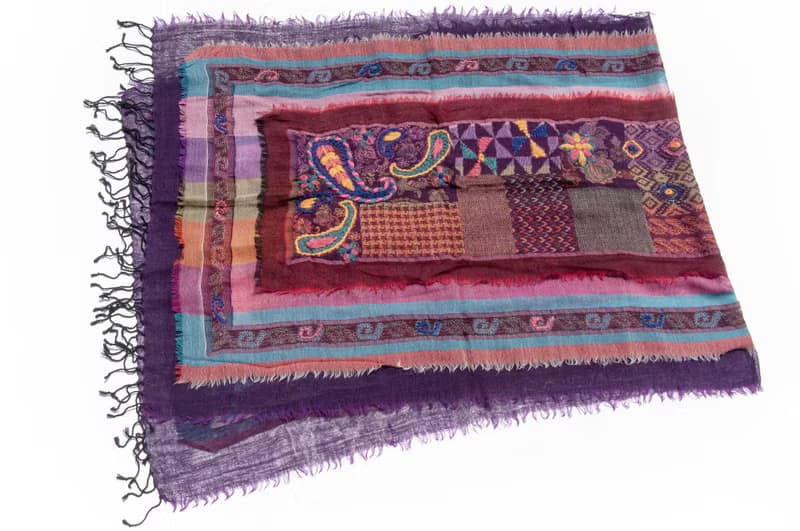 喀什米爾Cashmere/水煮羊毛披肩/針織圍巾/刺繡圍巾/羊絨披巾-花