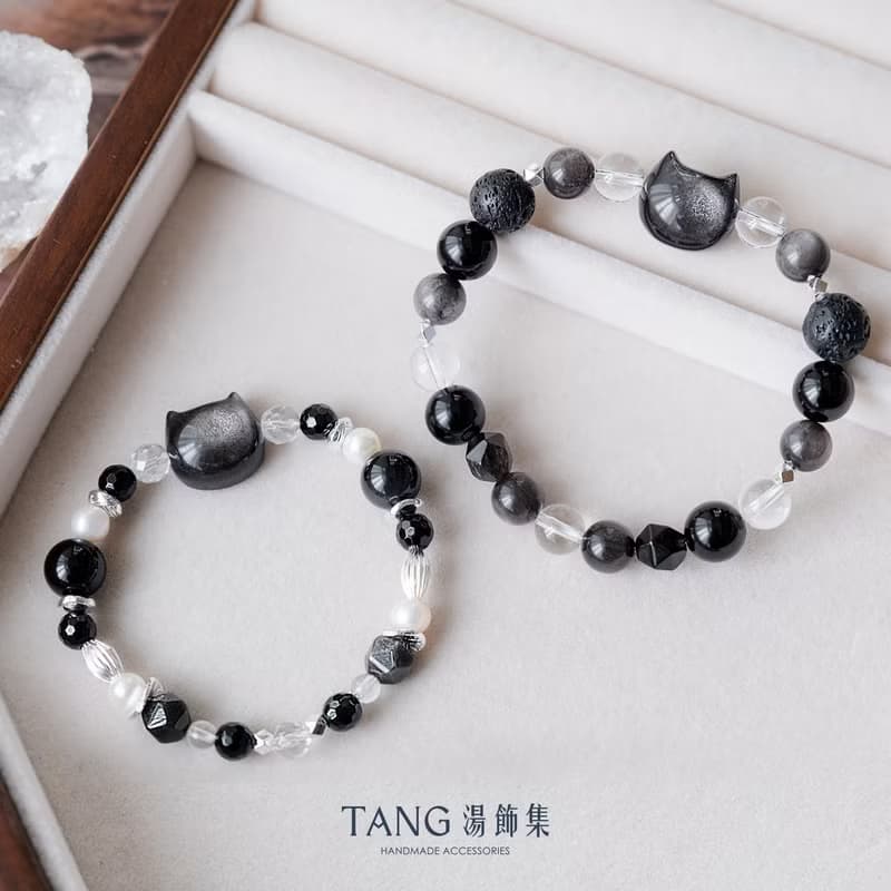 喵星宇宙【對鍊】銀曜石 黑曜石 白水晶/守護愛與能量