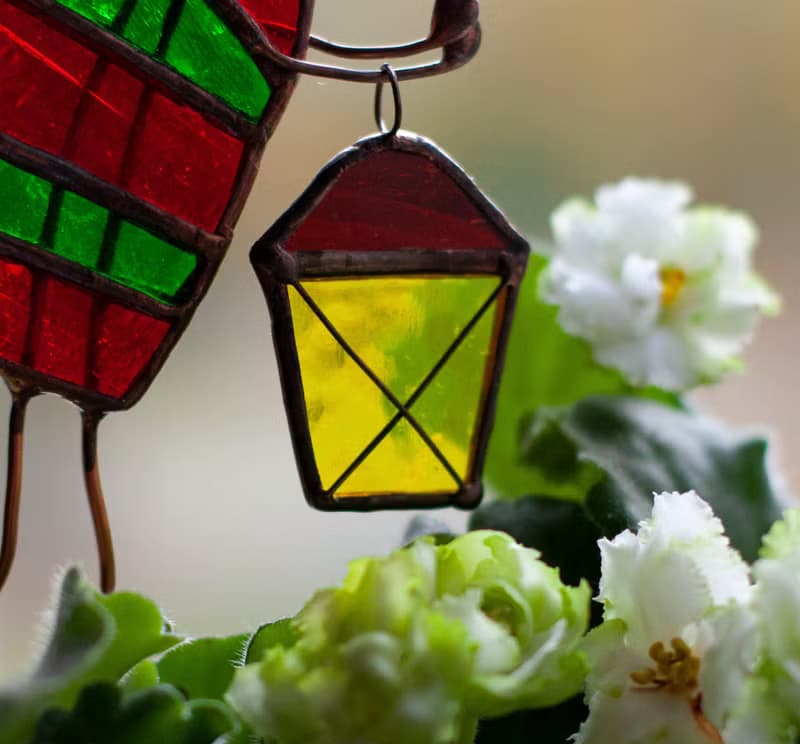 Flower Elf. Stained Glass decoration for flower pots. The Suncatcher