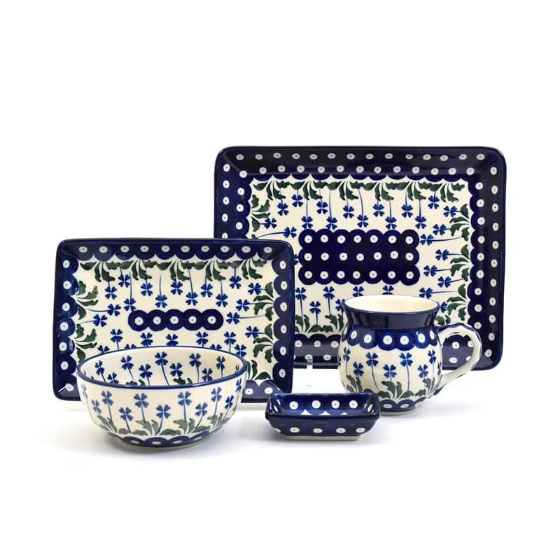 波蘭手工陶長盤5件組