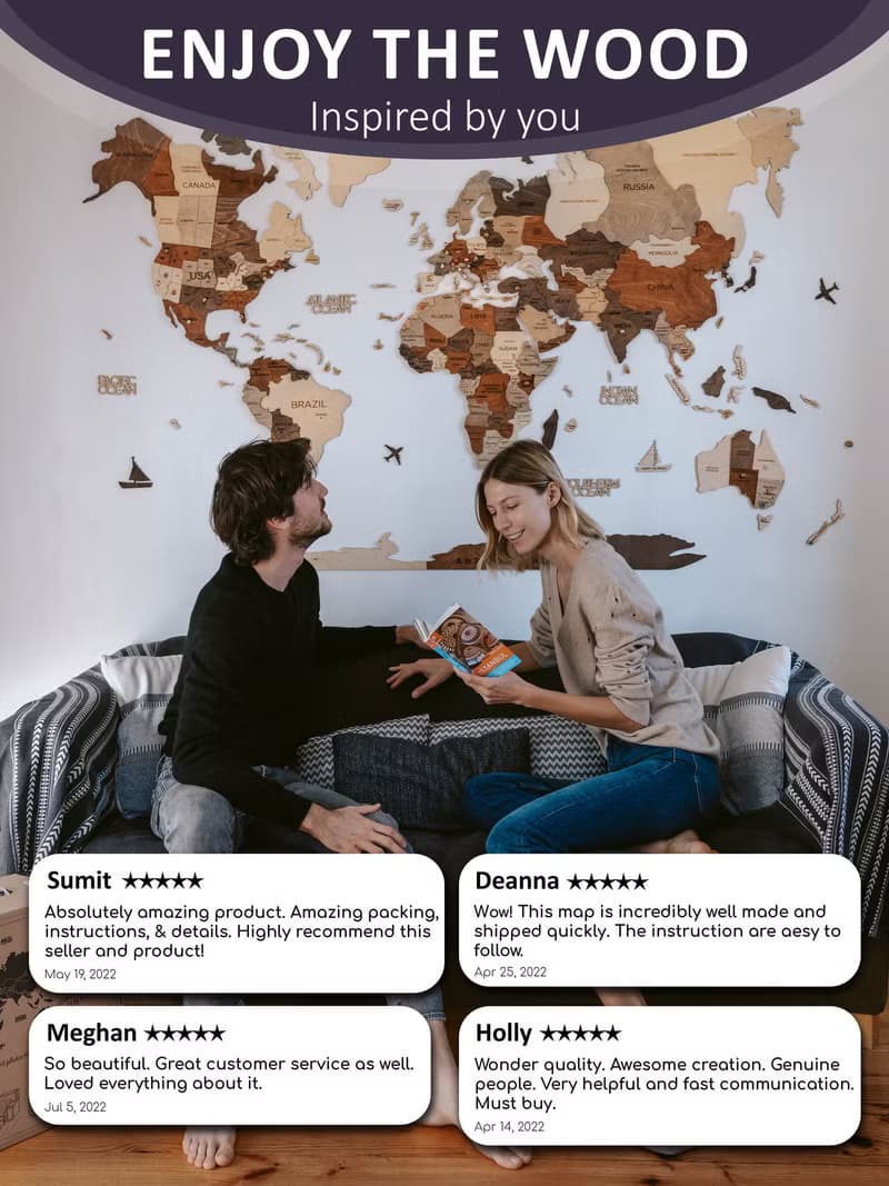World Map, Wooden Wall Map, Housewarming Gift World Map by Enjoy The Wood