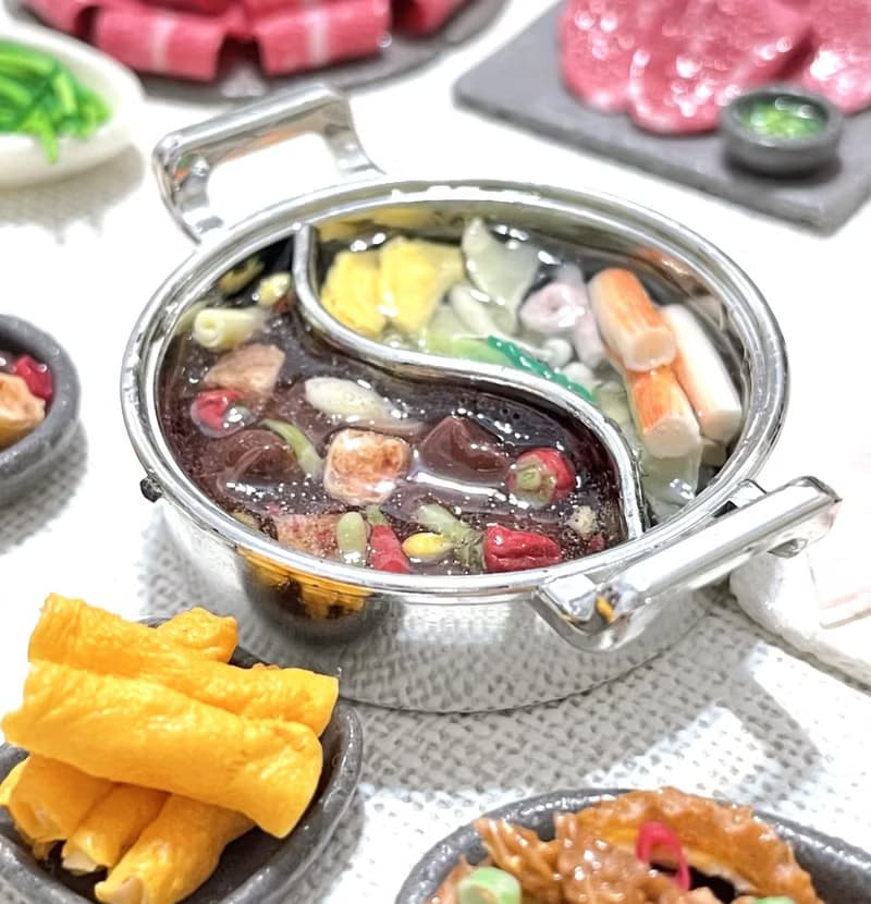 袖珍黏土食物 鴛鴦火鍋組 手作食玩