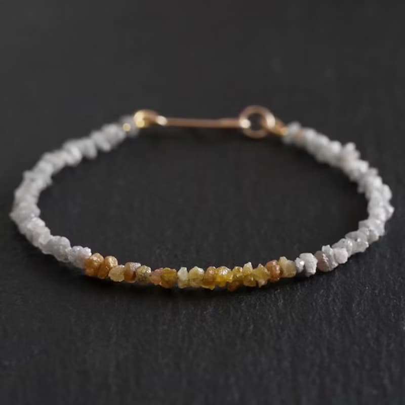 原石ダイヤモンドとイエローダイヤモンドのブレスレット