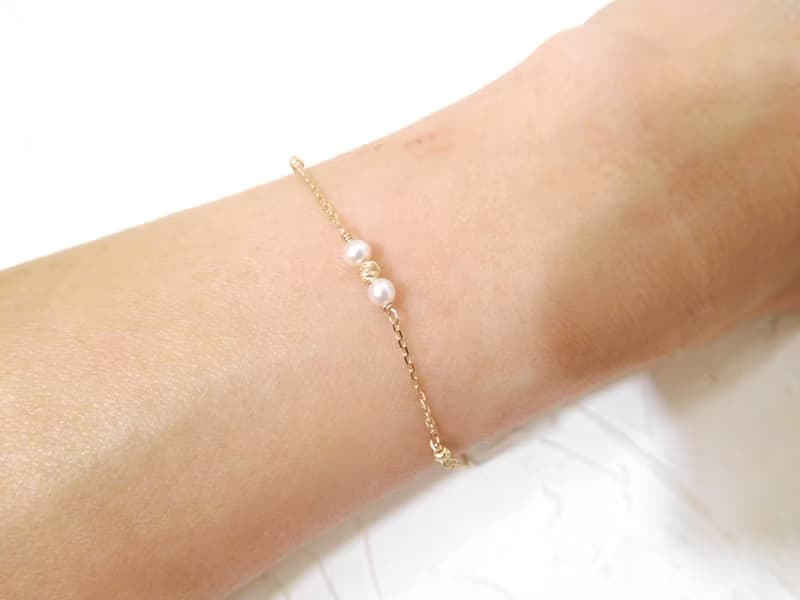 純14K金圓珍珠k金球手鍊