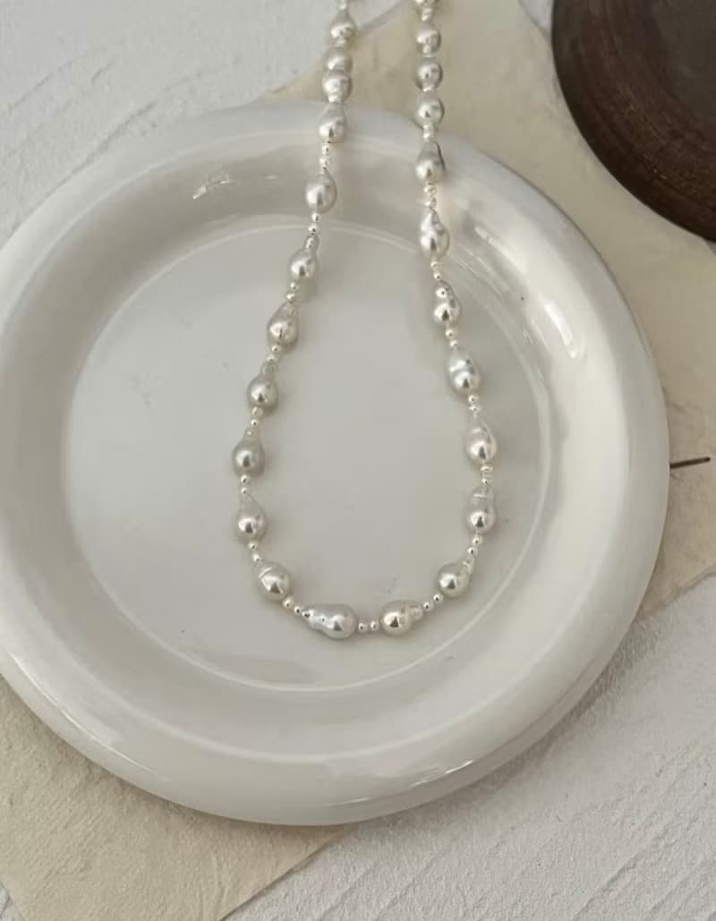 YuanPearl天然水滴型極光巴洛克珍珠設計款項鍊人魚淚眼18k包金配