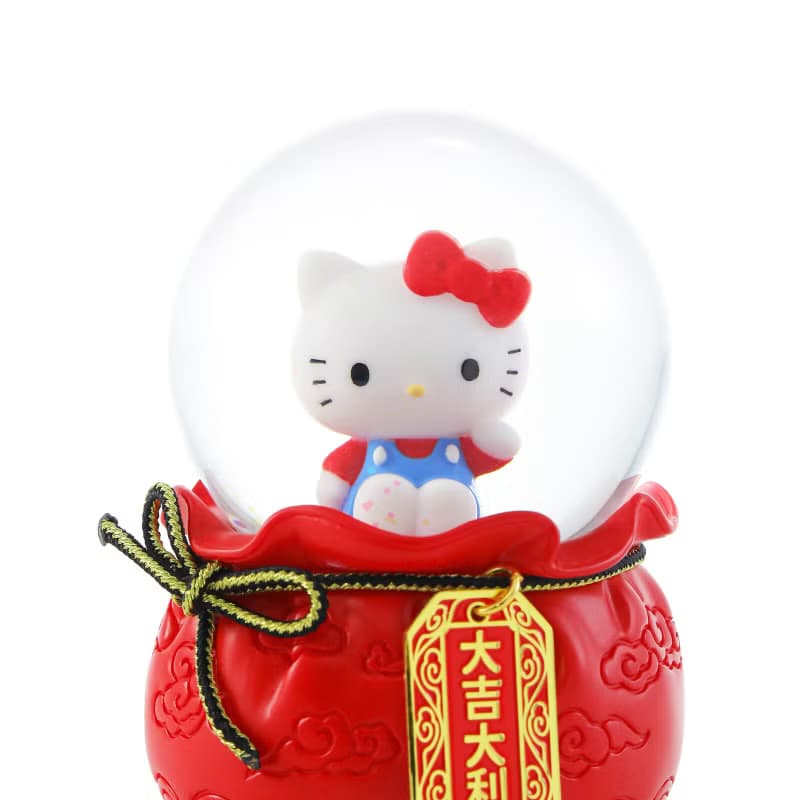Hello Kitty 大吉大利御守水晶球音樂盒(紅款) 生日禮物 招財貓