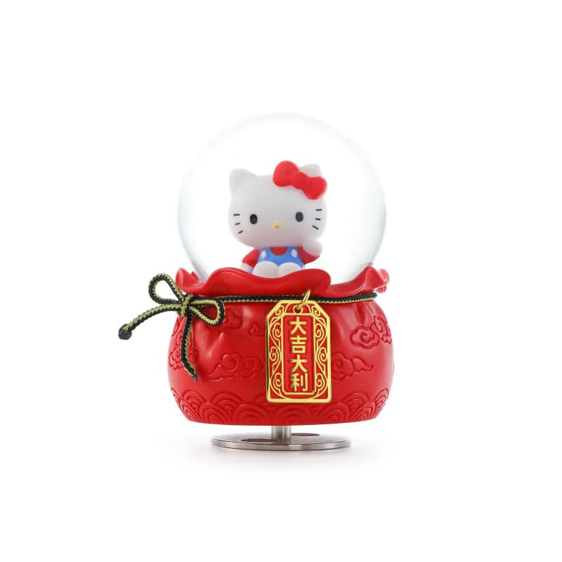 Hello Kitty 大吉大利御守水晶球音樂盒(紅款) 生日禮物 招財貓