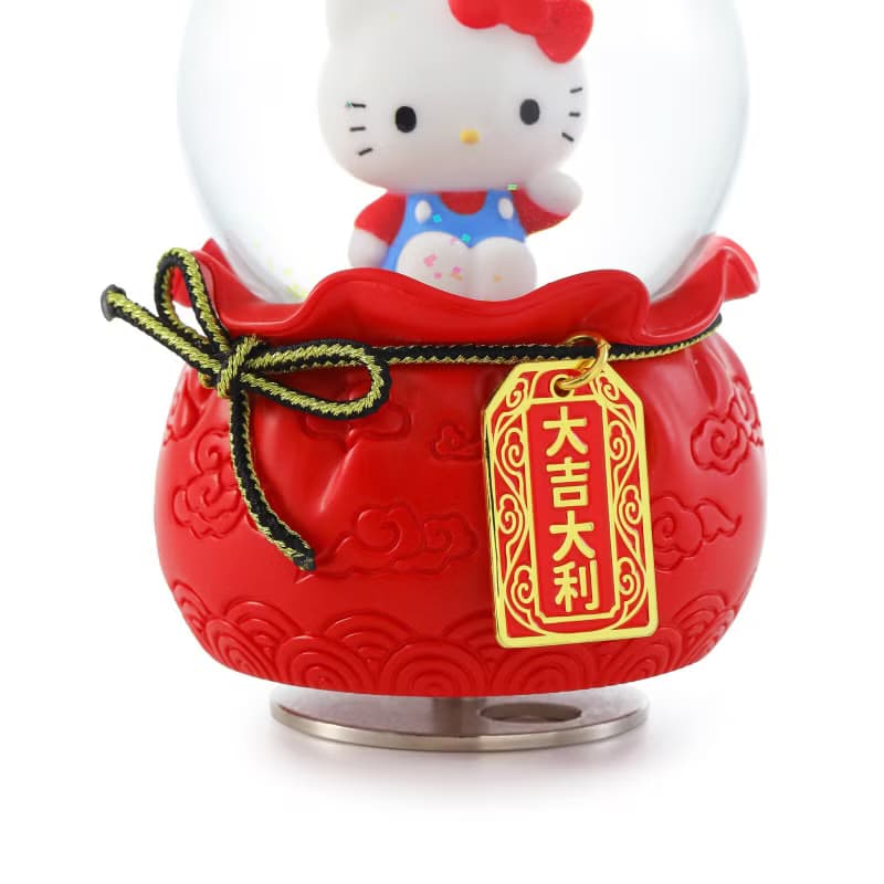 Hello Kitty 大吉大利御守水晶球音樂盒(紅款) 生日禮物 招財貓
