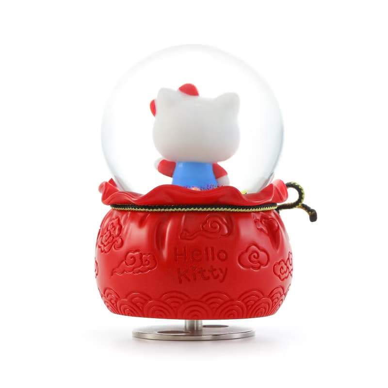 Hello Kitty 大吉大利御守水晶球音樂盒(紅款) 生日禮物 招財貓