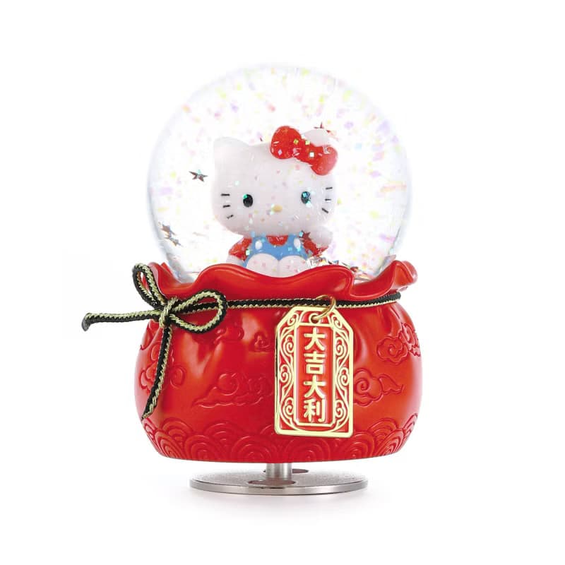 Hello Kitty 大吉大利御守水晶球音樂盒(紅款) 生日禮物 招財貓