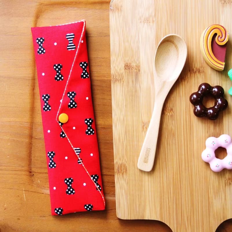 文青風環保筷袋 ~甜心女孩 紅 收納包.環保筷袋.手作餐具袋