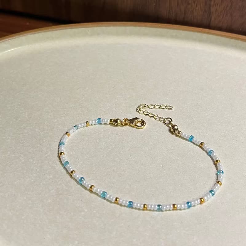 日本藍金米珠手鍊