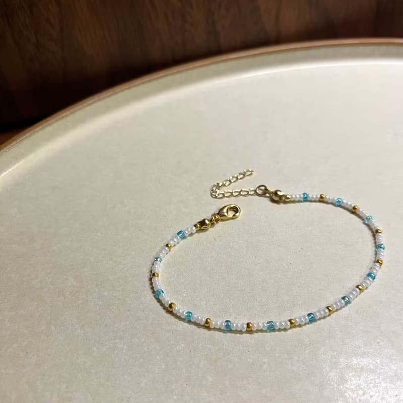 日本藍金米珠手鍊