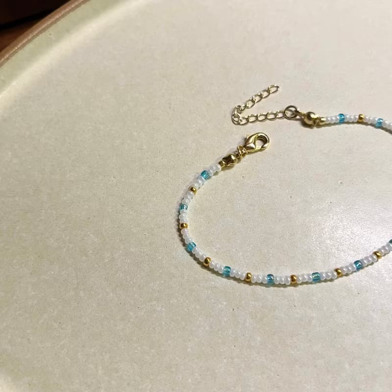 日本藍金米珠手鍊