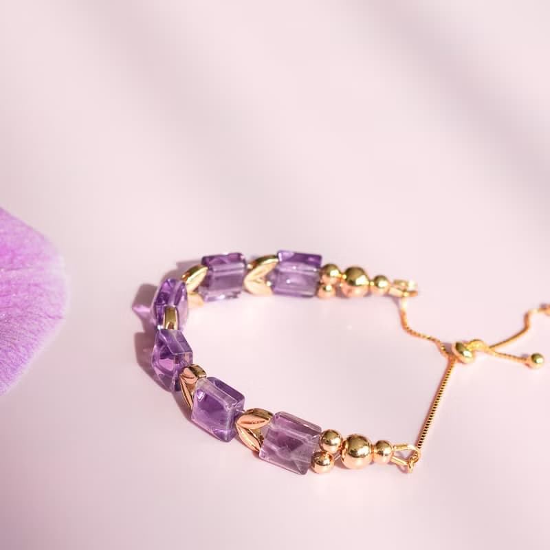 金字塔巴西紫水晶925純銀手排手鍊