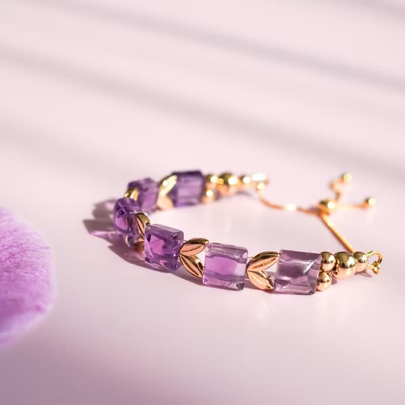 金字塔巴西紫水晶925純銀手排手鍊