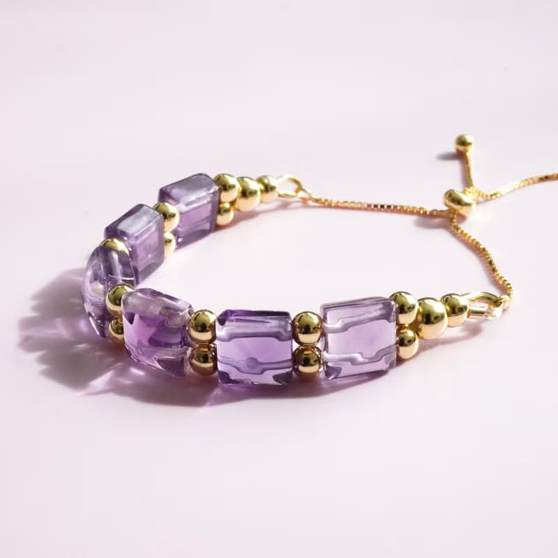 金字塔巴西紫水晶925純銀手排手鍊