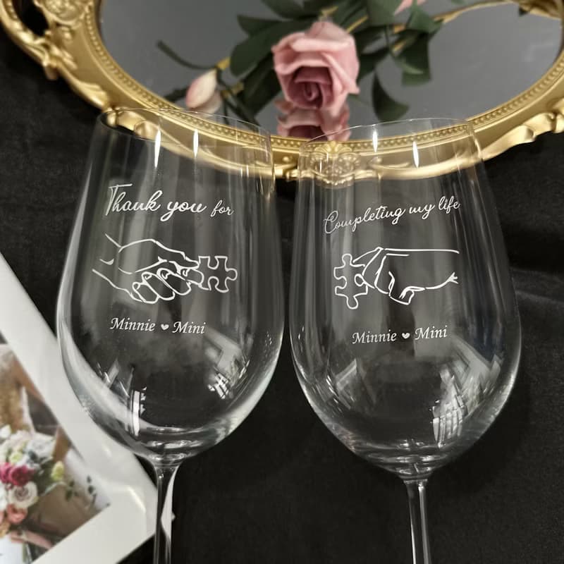 【HotSummer】週年 結婚 禮物|人生完美 情侶名字訂製水晶對杯
