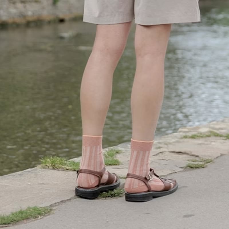乾燥感・機能美學羅紋襪∣抑菌∣蜜橙色∣22-26 cm∣雙針筒・MIT