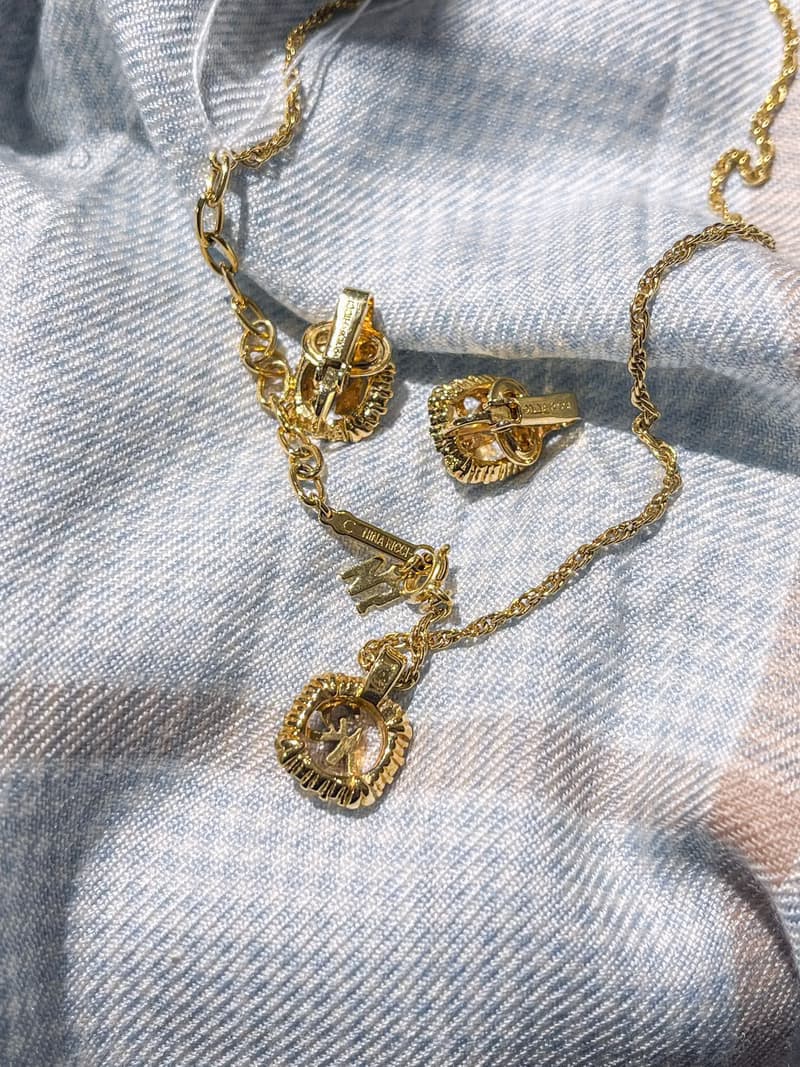 Nina Ricci 方圓 經典logo套組 耳環項鍊－歐美古董首飾 Vintage