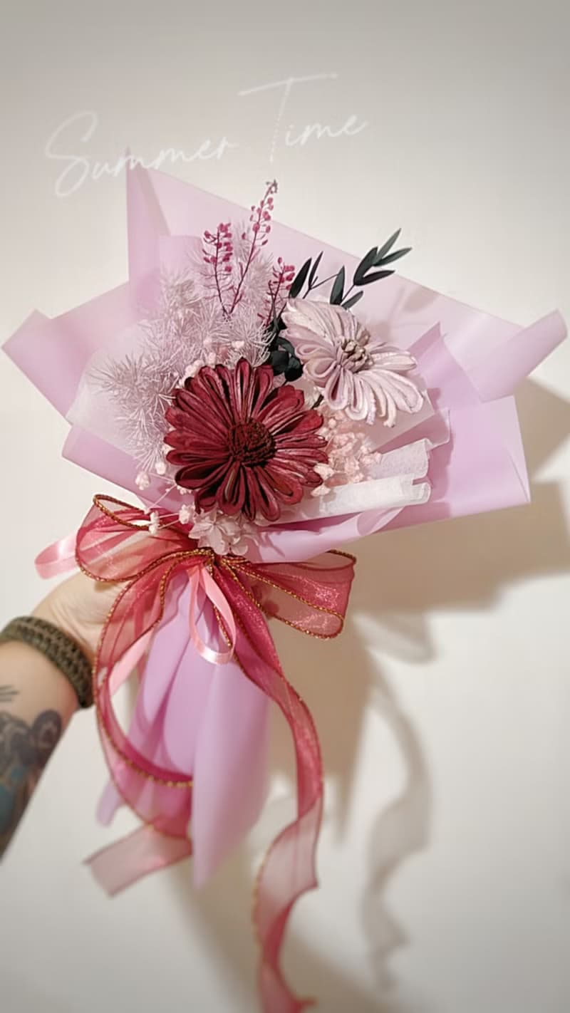 獨一無二精緻太陽花向日葵畢業花束 擴香花乾燥花永生花 粉色紫色