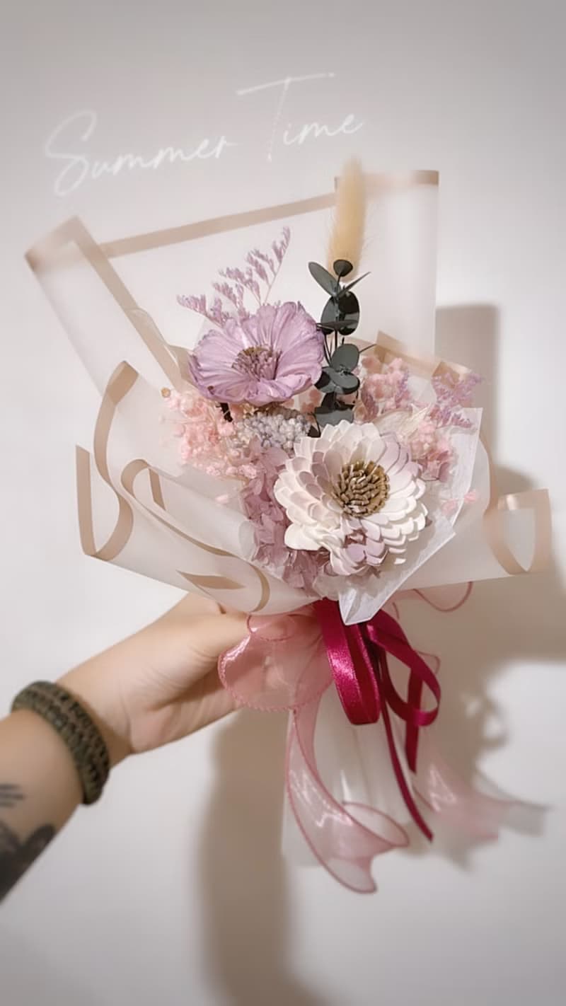 獨一無二精緻太陽花向日葵畢業花束 擴香花乾燥花永生花 粉色紫色