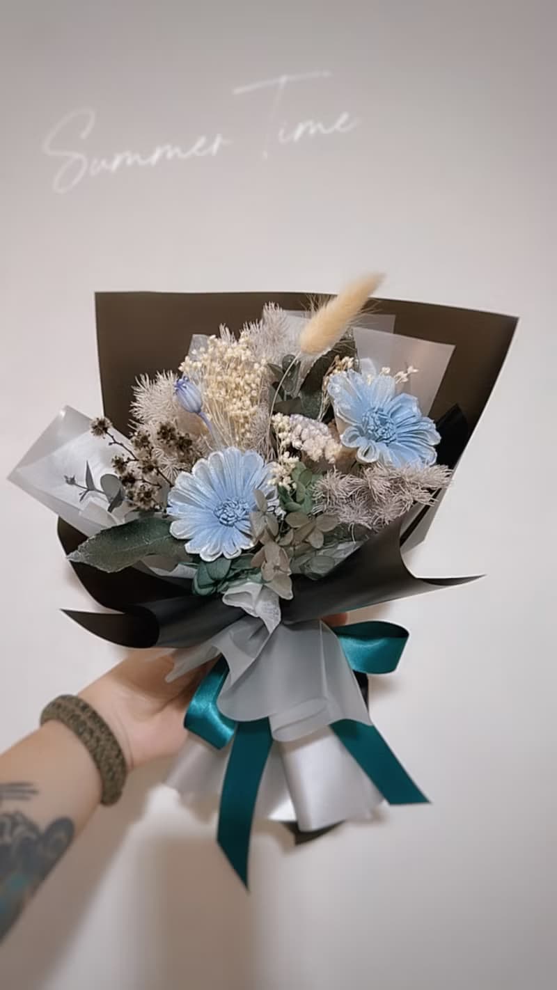 獨一無二精緻太陽花向日葵畢業花束 擴香花乾燥花永生花 粉色紫色