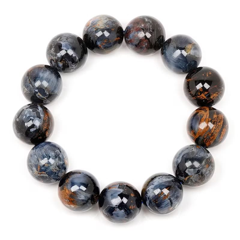 【正佳珠寶】彼得石 油畫藍 18mm 彼得石手珠