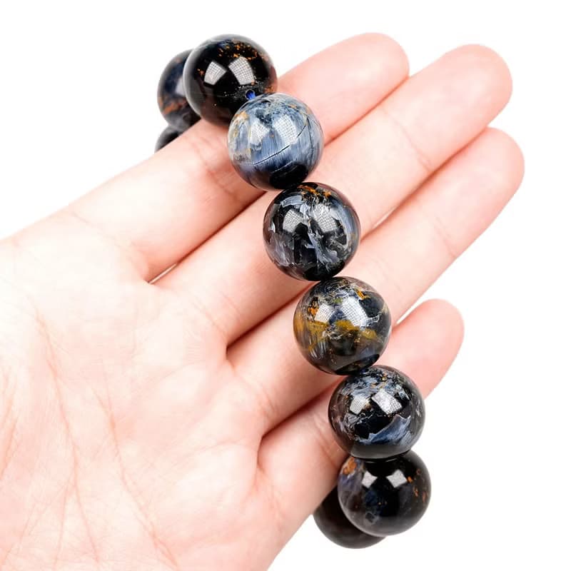 【正佳珠寶】彼得石 油畫藍 18mm 彼得石手珠