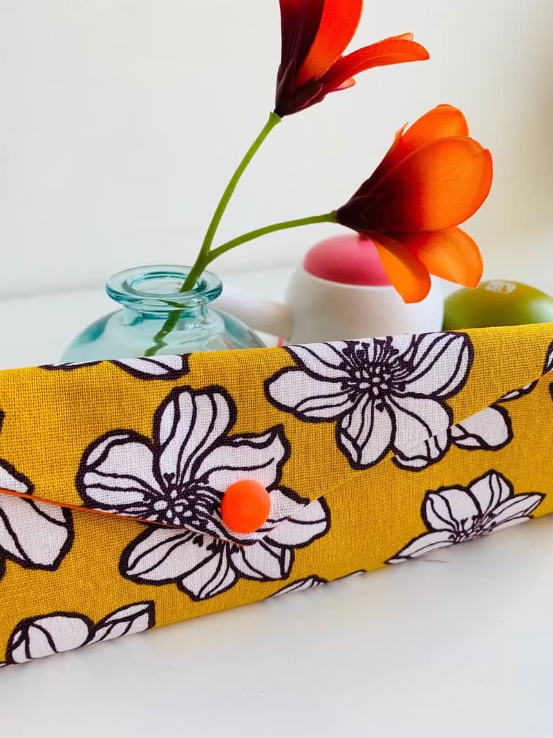 文青風環保筷袋  風情萬種 黃  手作餐具袋.交換禮物.