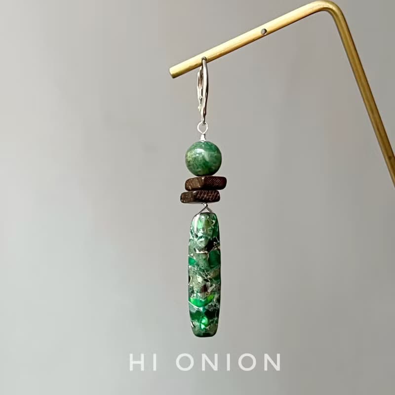Hi Onion原創設計小眾天然石手工純銀耳扣男女復古耳夾耳環