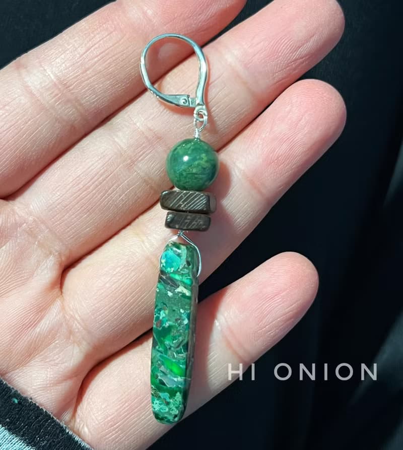 Hi Onion原創設計小眾天然石手工純銀耳扣男女復古耳夾耳環