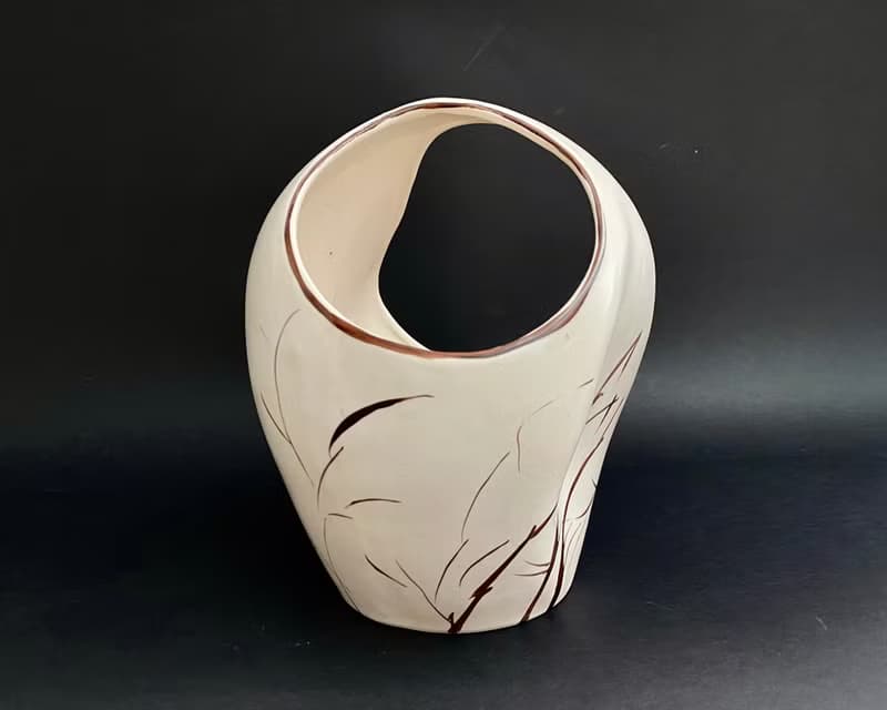 帶有花卉裝飾的復古花瓶 Laeken ART DECO 白金鍍金比利時 1950