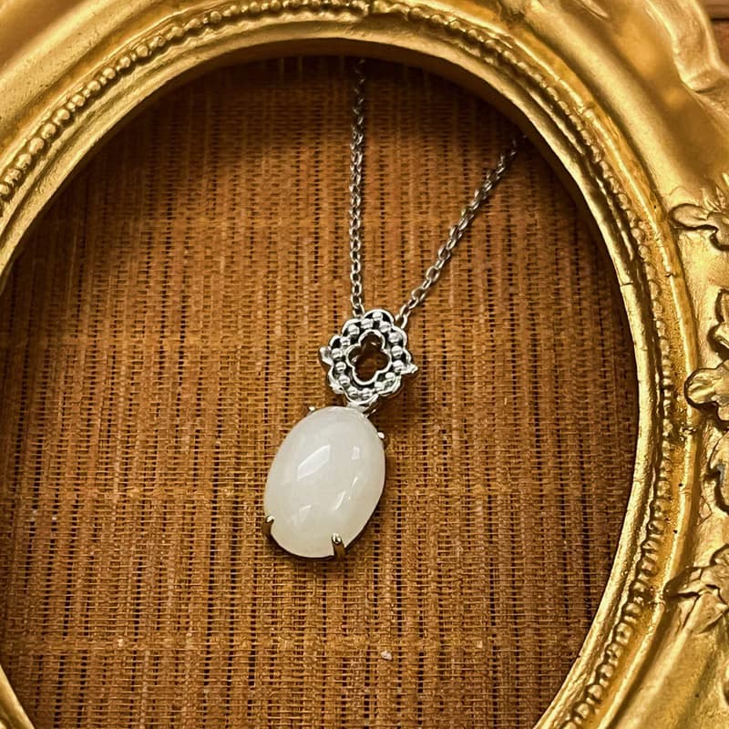 喜結珠蒂 玉 墜子 天然白玉 和田玉 A貨 項鍊 925 純銀 禮物
